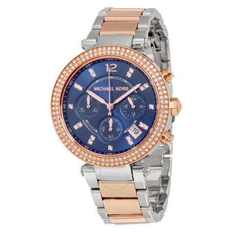 michael kors mk6141 parker chronograph two tone ladies watch|parker chronograph blue dial two.